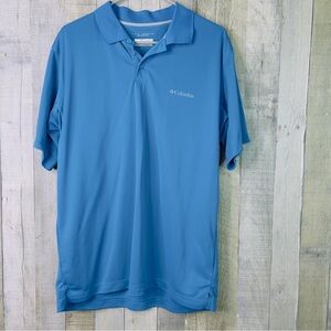 Columbia Large Blue Omni-Shade Sun Protection Short Sleeve Polo Shirt